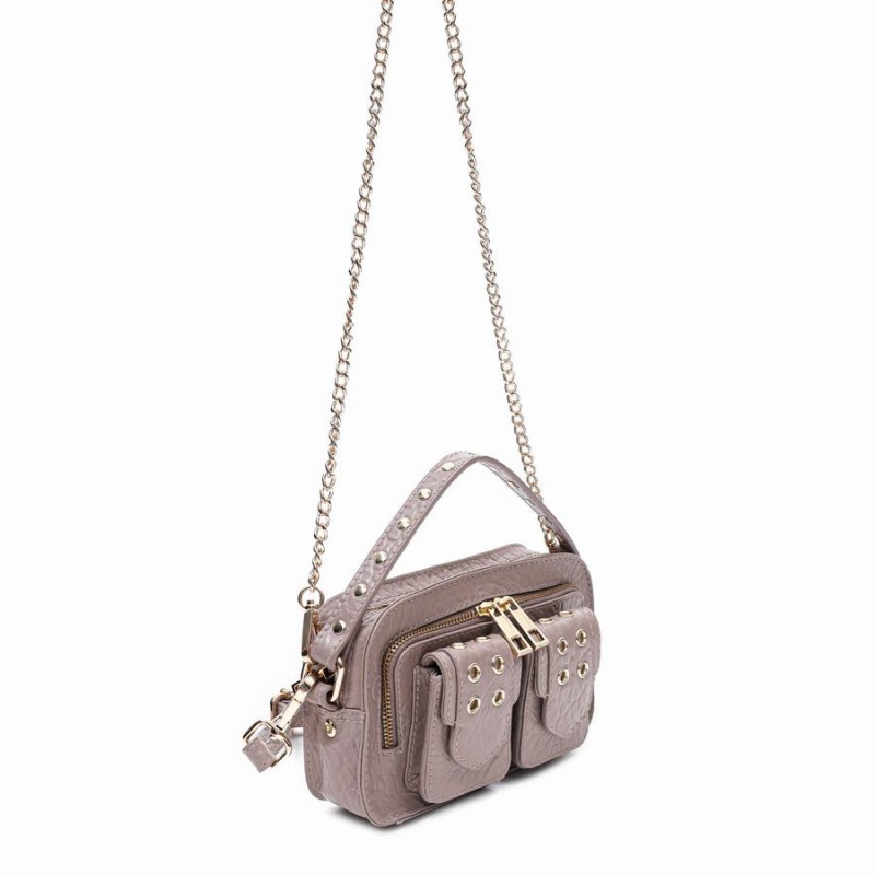 Women's Núnoo Helena Eyelet New Zealand Shoulder Bags Grey Brown | SPQ5690TN