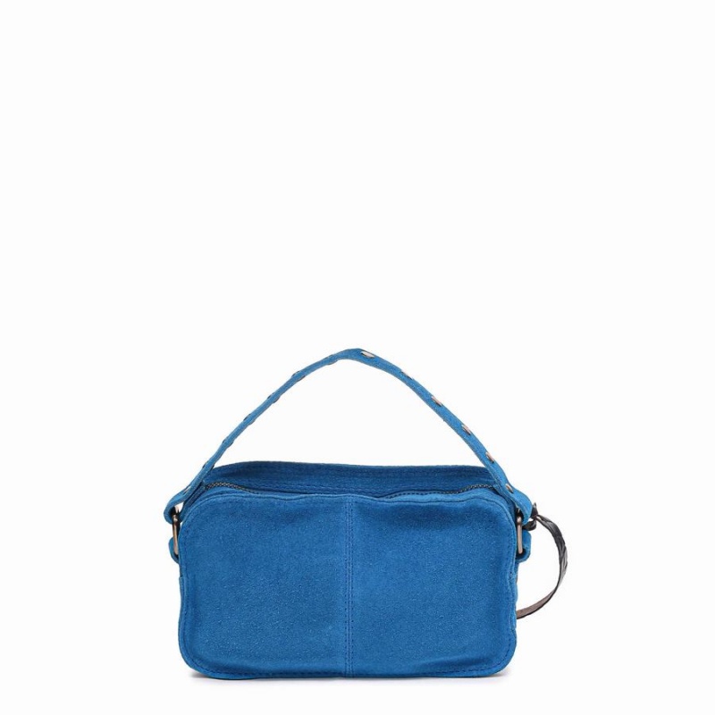 Women's Núnoo Helena Suede Shoulder Bags Blue | KXJ4729ZM