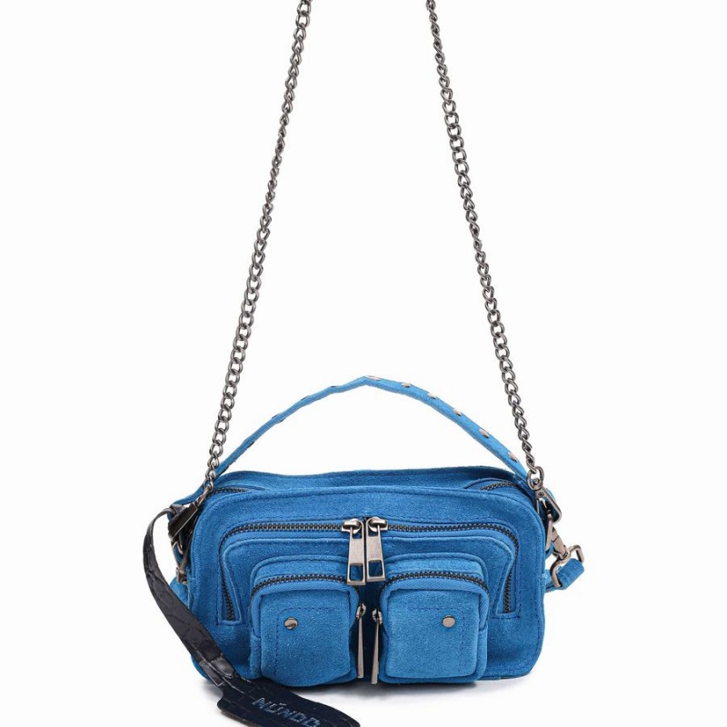 Women\'s Núnoo Helena Suede Shoulder Bags Blue | KXJ4729ZM