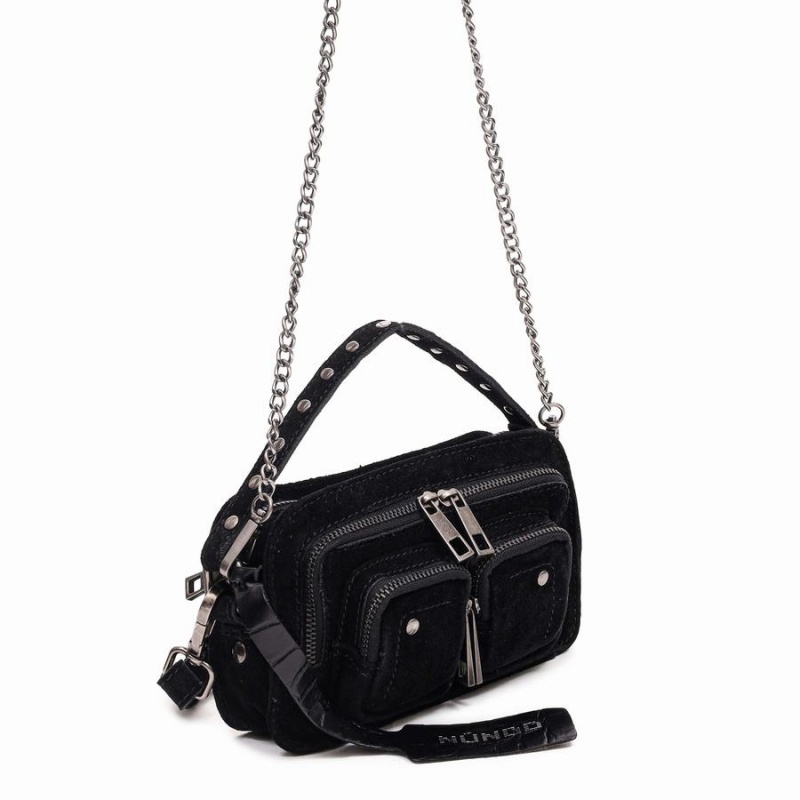 Women's Núnoo Helena Suede Shoulder Bags Black | DBE7627UZ