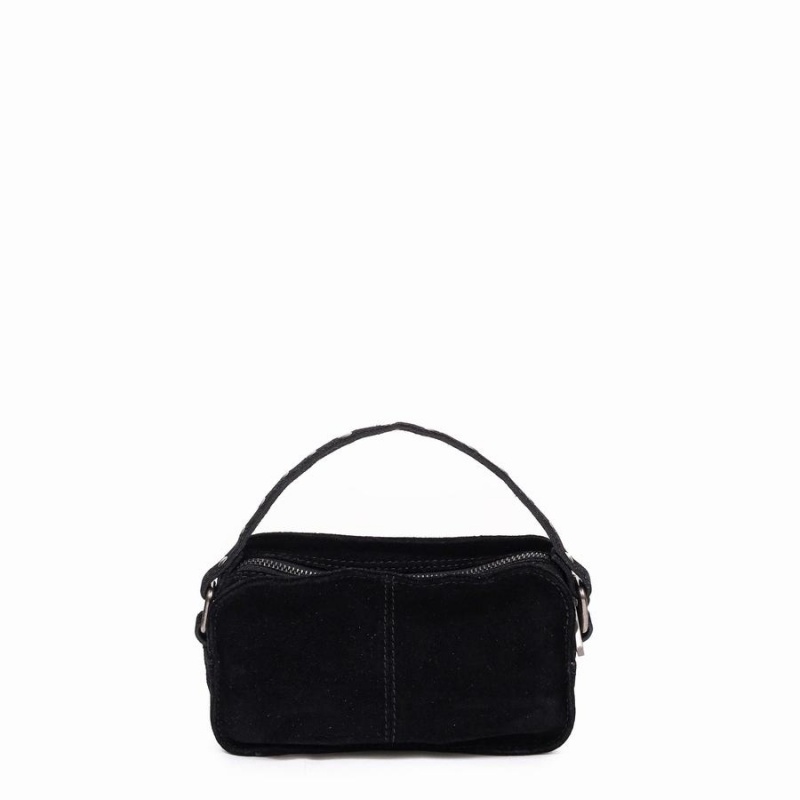 Women's Núnoo Helena Suede Shoulder Bags Black | DBE7627UZ