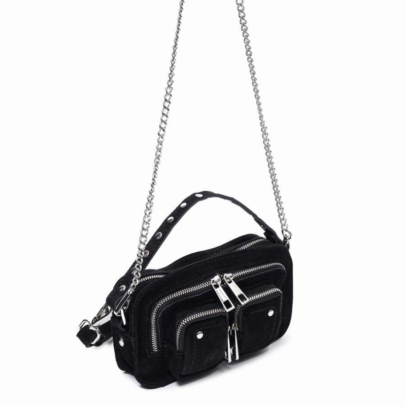 Women's Núnoo Helena Suede Shoulder Bags Black | DMN5365BP