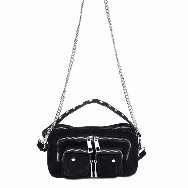 Women\'s Núnoo Helena Suede Shoulder Bags Black | DMN5365BP