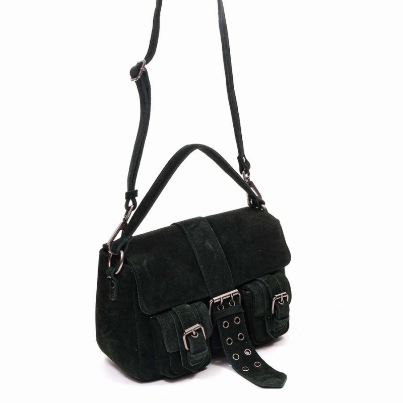 Women's Núnoo Honey Buckle Suede Shoulder Bags Dark Green | NNT8228XS