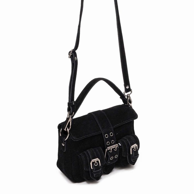 Women's Núnoo Honey Buckle Suede Shoulder Bags Black | RTP6481EJ