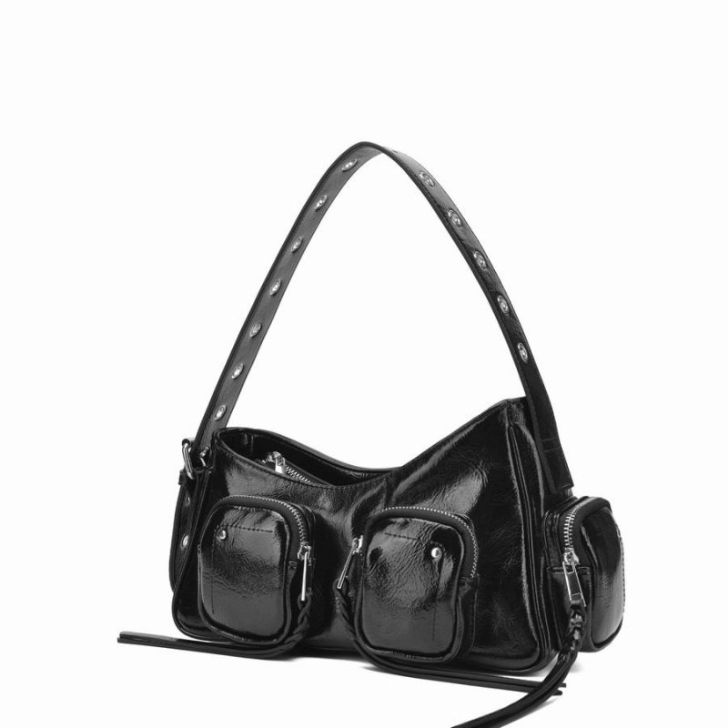 Women's Núnoo Jennifer Pocket Recycled Cool Shoulder Bags Black | FEY286KD