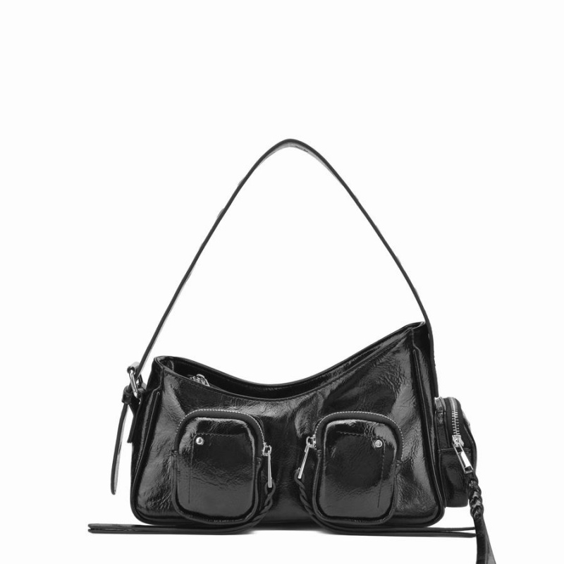 Women\'s Núnoo Jennifer Pocket Recycled Cool Shoulder Bags Black | FEY286KD