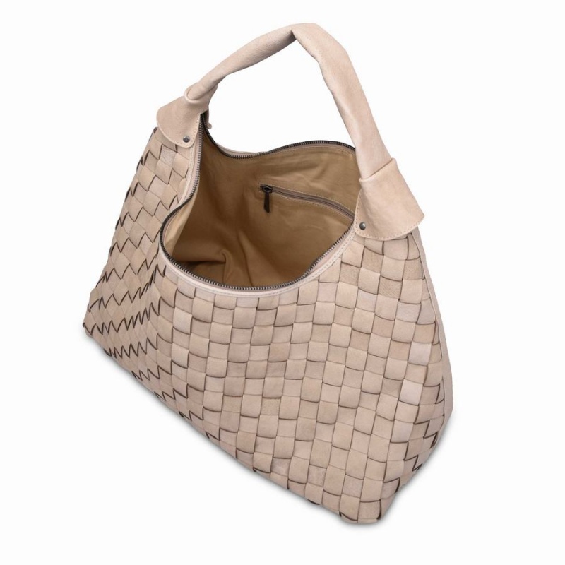 Women's Núnoo Maxi Dandy Braided Nature Shoulder Bags Beige | ONV1350CQ