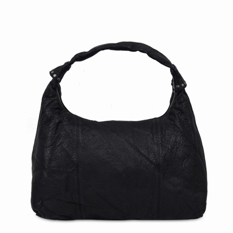 Women's Núnoo Maxi Dandy Rivet Washed Shoulder Bags Black | ZTI718QX