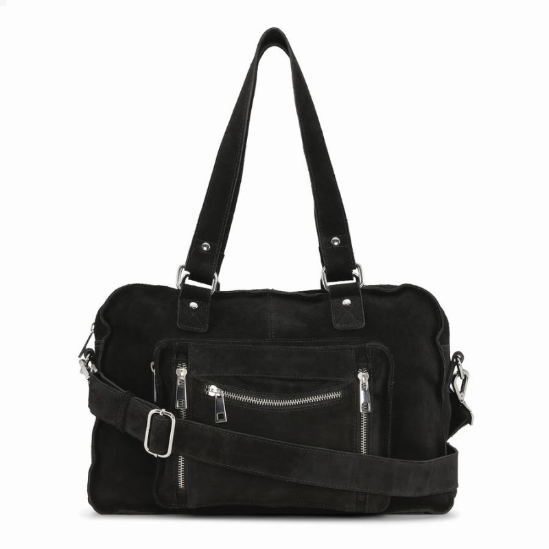 Women\'s Núnoo Mille New Suede Travel Bags Black | BYW3493ZC