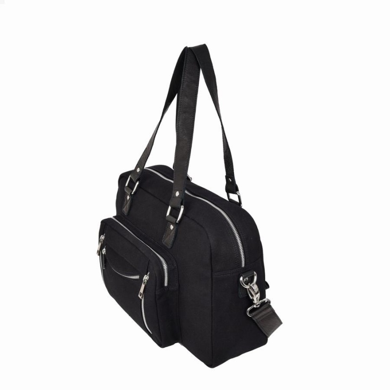 Women's Núnoo Mille Recycled Canvas Travel Bags Black | PJD1239MO