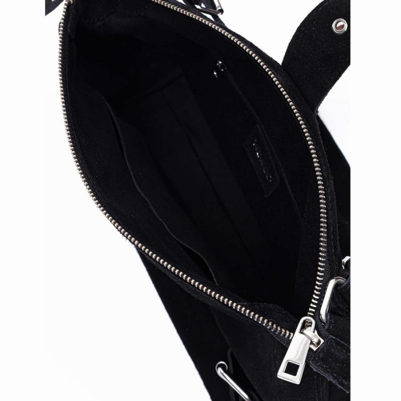 Women's Núnoo Ophelia Suede Shoulder Bags Black | ROE8121CO