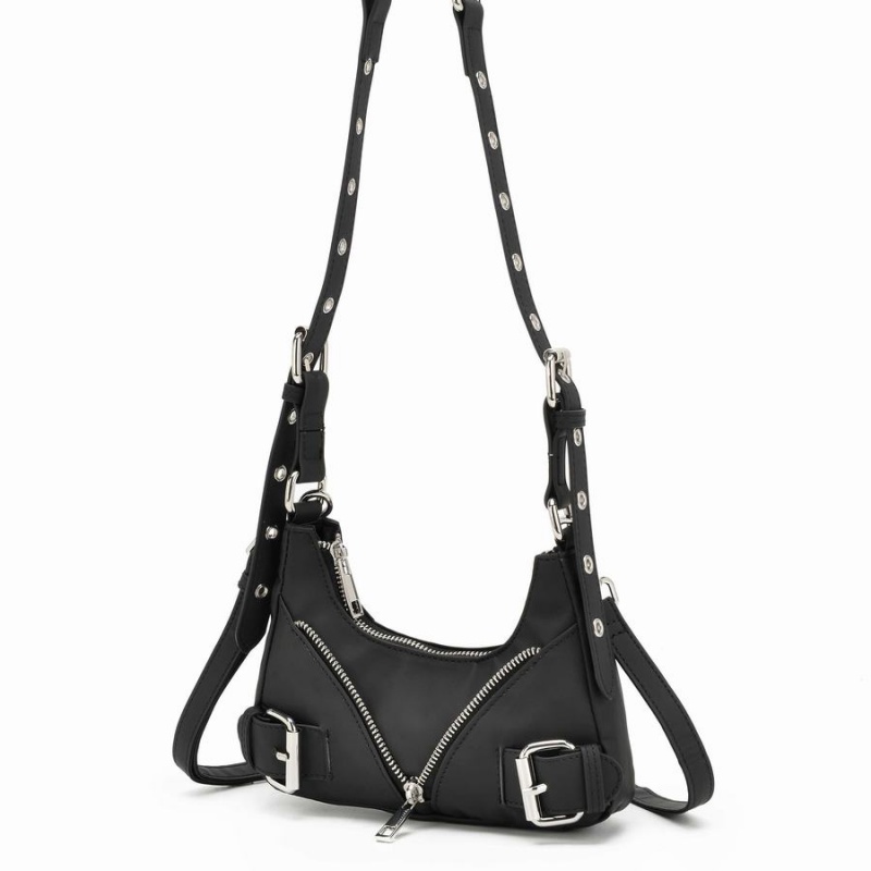 Women's Núnoo Palma Bamboo Shoulder Bags Black | JZP2884VR