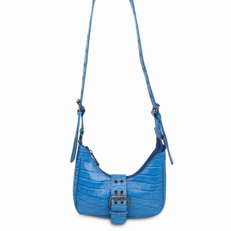 Women\'s Núnoo Palma Buckle Texas Shoulder Bags Blue | WYV5027YE