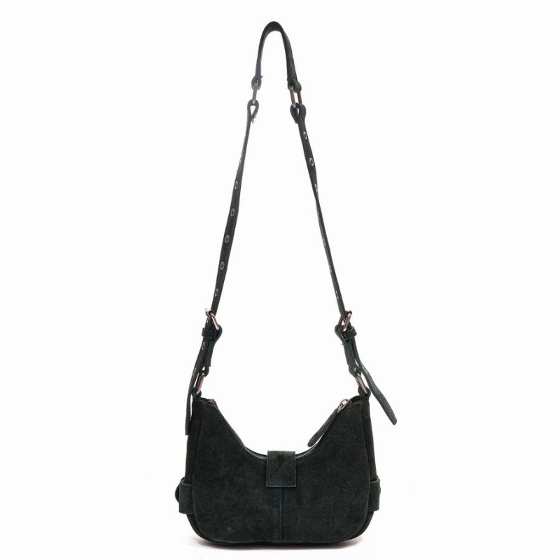 Women's Núnoo Palma Suede Shoulder Bags Dark Green | CZY7055RB