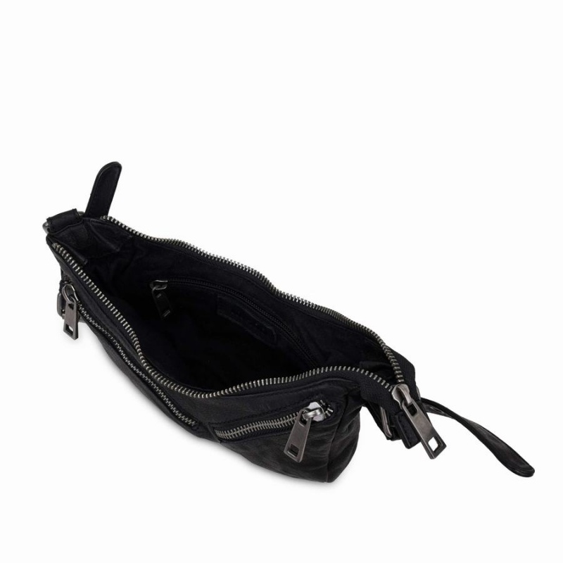 Women's Núnoo Palma Washed Shoulder Bags Black | OIK574ST