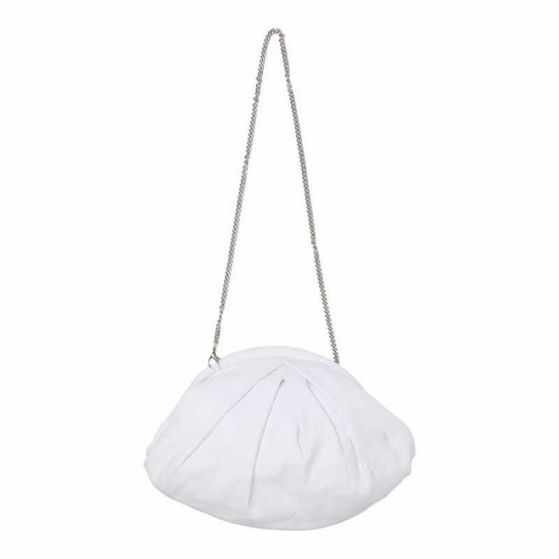 Women\'s Núnoo Preloved Saki Smooth Clutch Bags White | RWR598VL