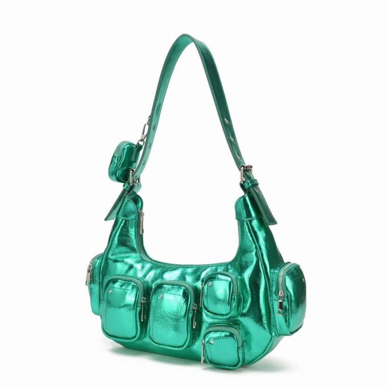 Women's Núnoo Sally Pocket Recycled Cool Shoulder Bags Green | IEV6757KZ