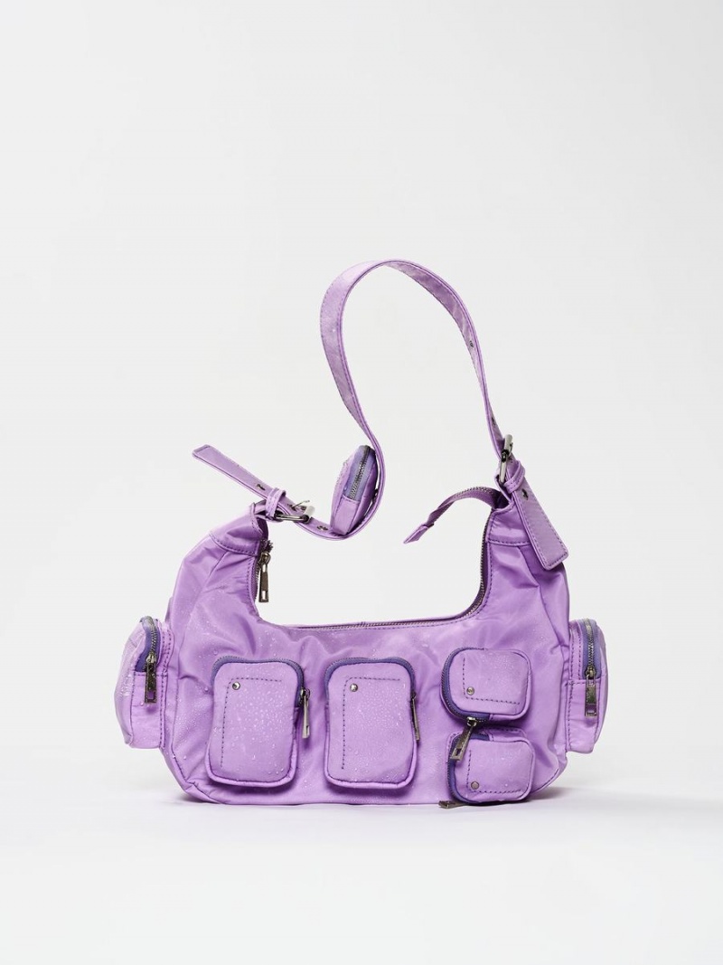 Women's Núnoo Sally Pocket Recycled Nylon Shoulder Bags Purple | RBP792WO