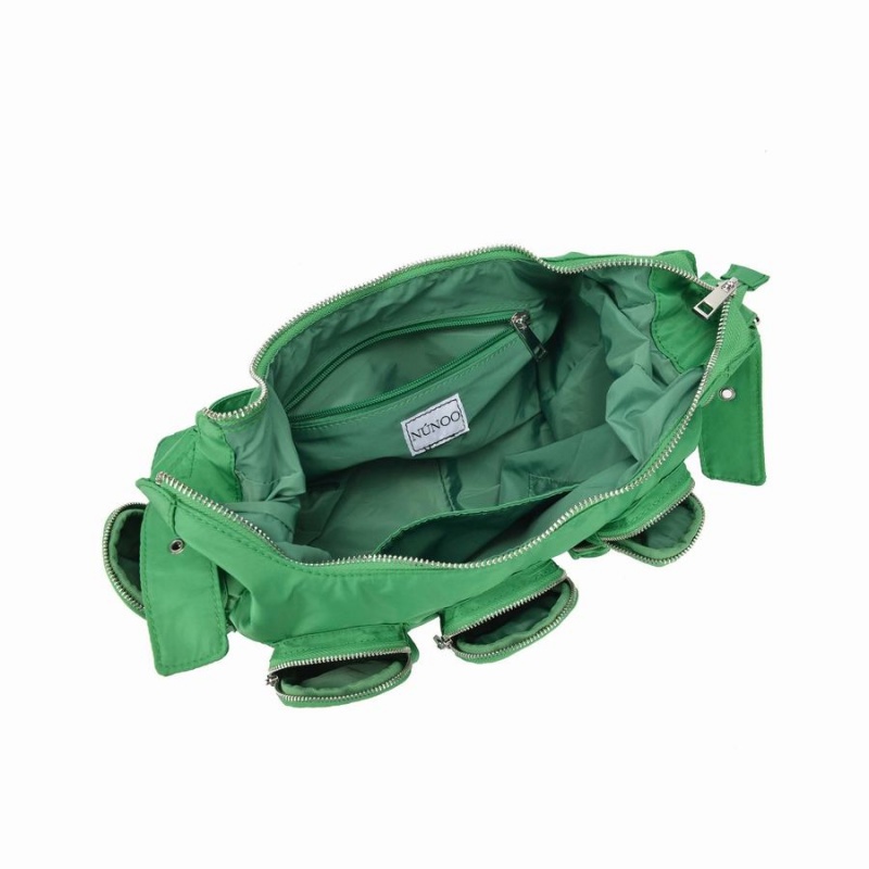 Women's Núnoo Sally Pocket Recycled Nylon Shoulder Bags Green | HEA6489PU