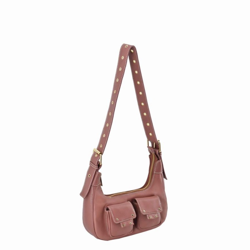 Women's Núnoo Sally Small Cozy Shoulder Bags Pink Brown | NFH8314WK