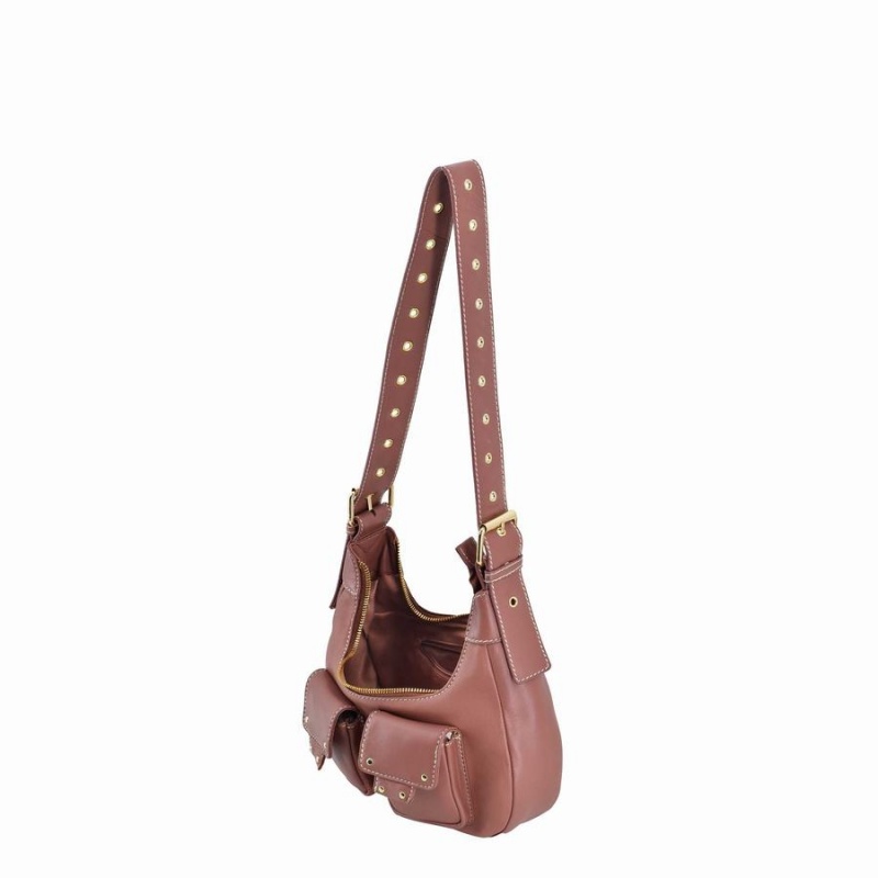 Women's Núnoo Sally Small Cozy Shoulder Bags Pink Brown | NFH8314WK