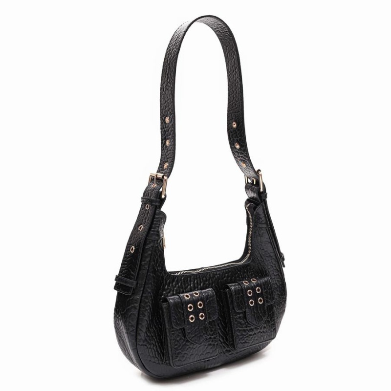 Women's Núnoo Sally Small Eyelet New Zealand Shoulder Bags Black | ZIS3175KG