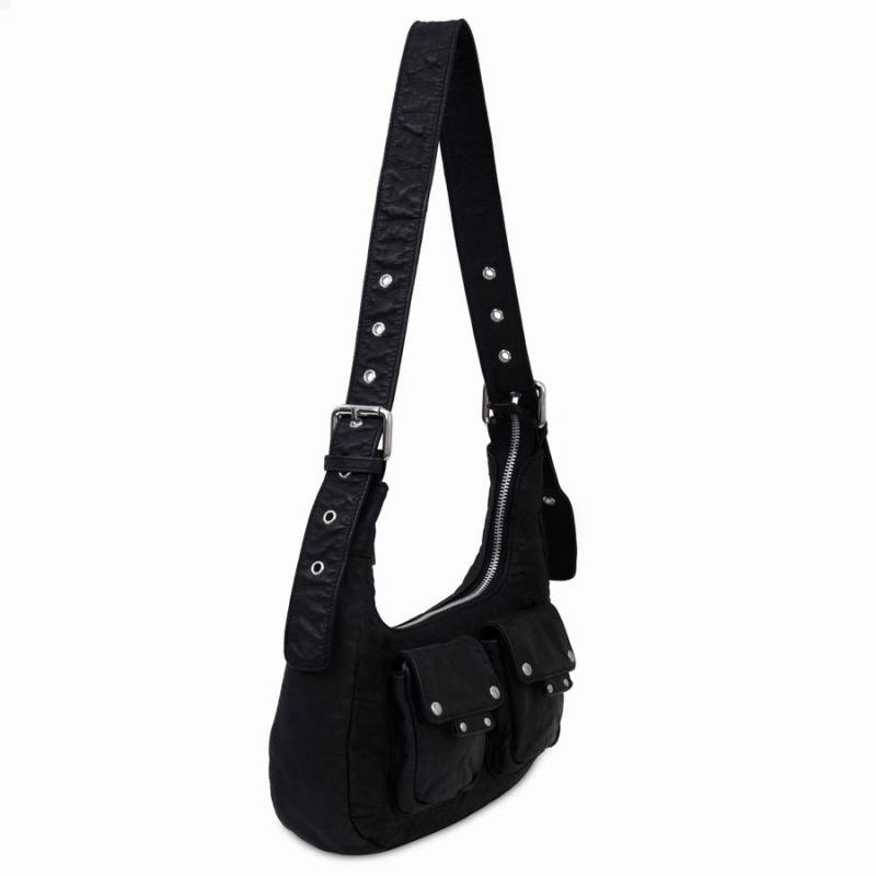 Women's Núnoo Sally Small Washed Shoulder Bags Black | YNP6391JW