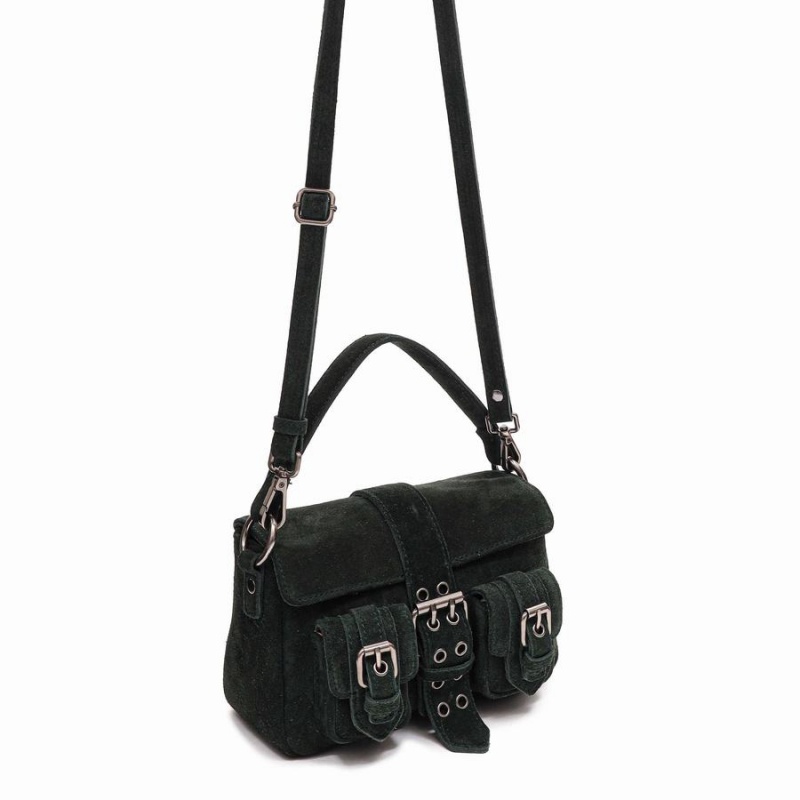 Women's Núnoo Small Honey Buckle Suede Shoulder Bags Dark Green | BMG1679UT