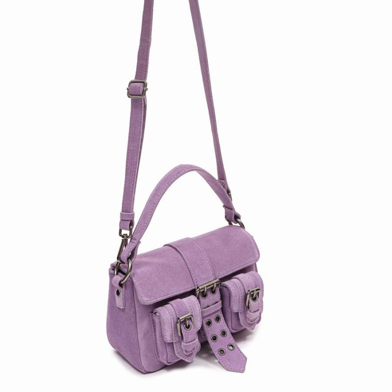 Women's Núnoo Small Honey Buckle Suede Shoulder Bags Purple | BNR7286MF