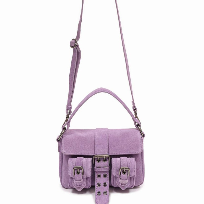 Women\'s Núnoo Small Honey Buckle Suede Shoulder Bags Purple | BNR7286MF