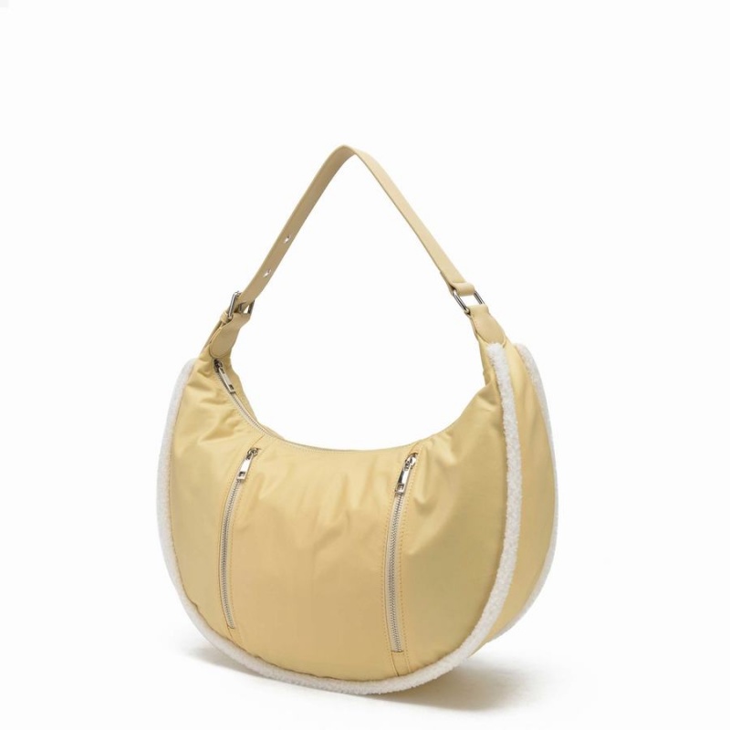 Women's Núnoo Small Stella Zipper Teddy Shoulder Bags Beige | CCM8620QA